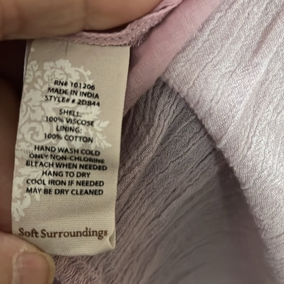 Soft Surroundings Tiered Short Sleeved Gauze Maxi Dress Sz XL Pinkish Purple - Picture 6 of 7